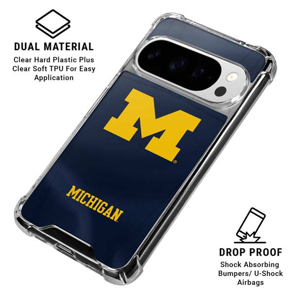University of Michigan Blue Jersey Google Pixel 10 Pro Clear Case