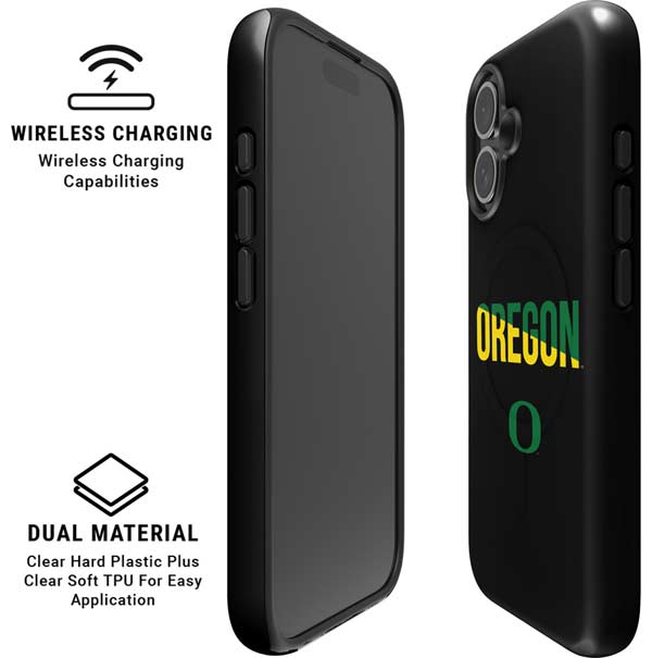 University of Oregon Split on Black iPhone 16 Plus Magsafe Impact Case