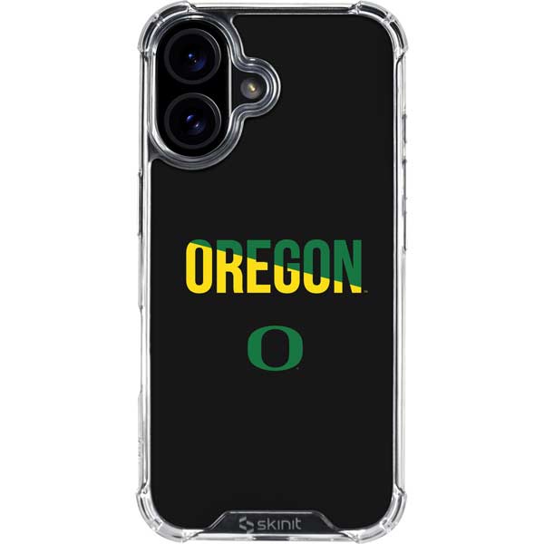 University of Oregon Split on Black iPhone 17 Clear Case