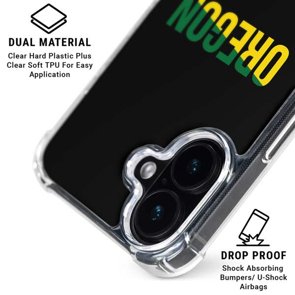 University of Oregon Split on Black iPhone 17 Clear Case