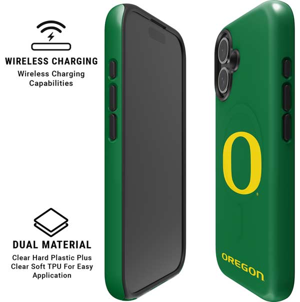 University of Oregon Yellow O on Green iPhone 16 Plus Magsafe Impact Case