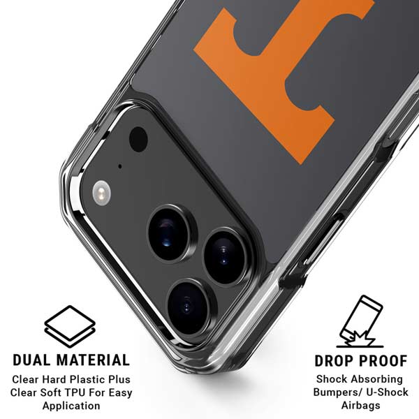 University of Tennessee-Knoxville T Logo Vols on Gray iPhone 17 Pro Clear Case