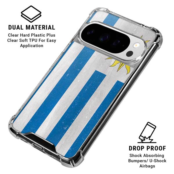 Uraguay Flag Distressed Google Pixel 10 Pro Clear Case