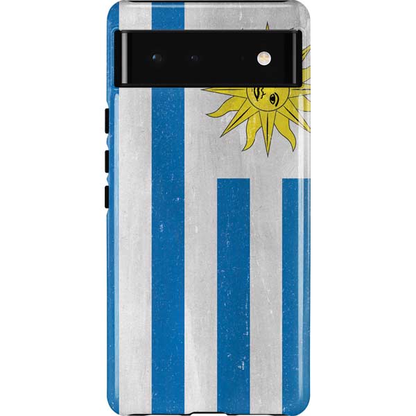 Uraguay Flag Distressed Pixel Cases