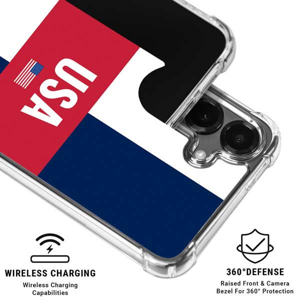 USA Flag Color Block Galaxy S26 Clear Case