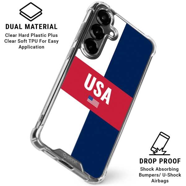 USA Flag Color Block Galaxy S26 Clear Case