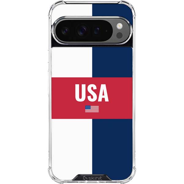 USA Flag Color Block Google Pixel 10 Pro Clear Case