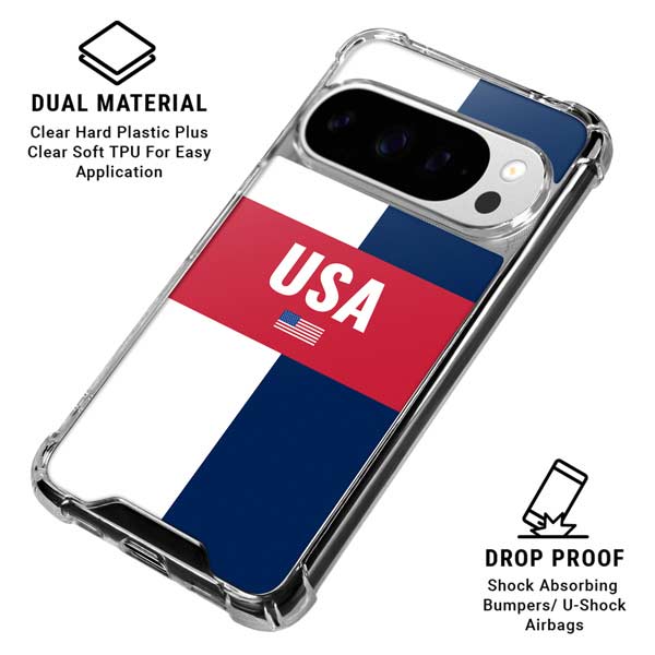 USA Flag Color Block Google Pixel 10 Pro Clear Case