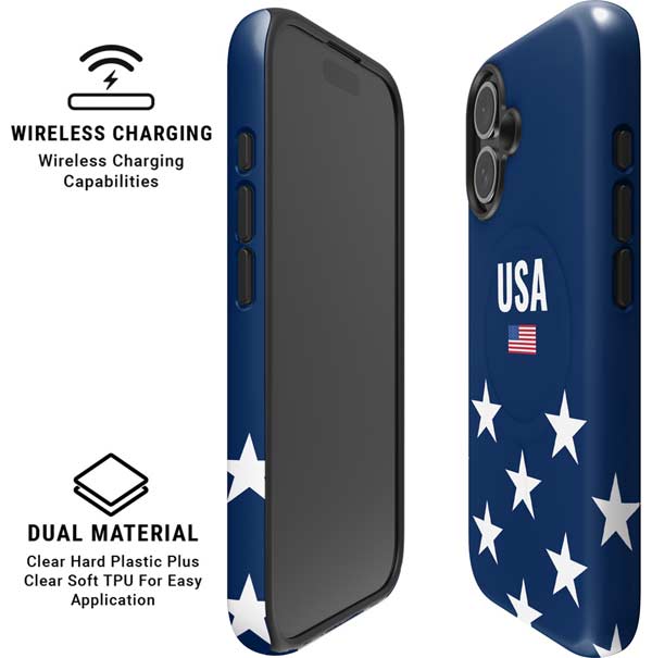 USA Flag Stars iPhone 16 Magsafe Impact Case