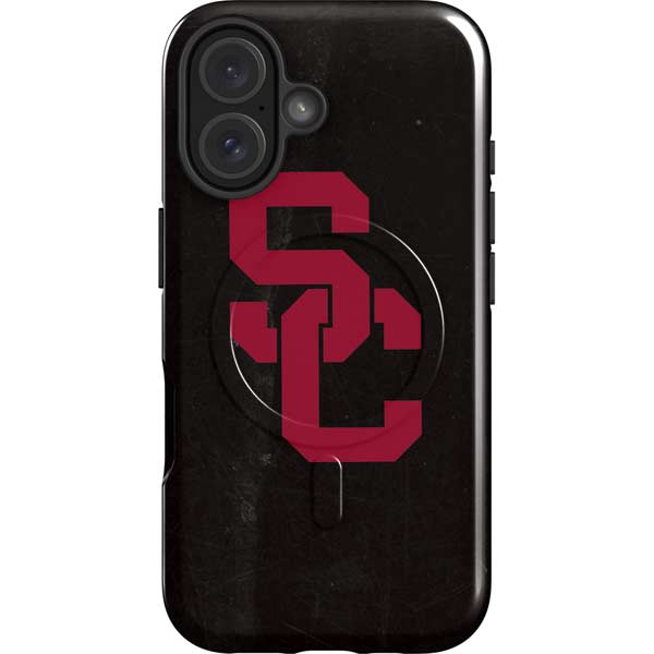 University of Southern California USC Black Distressed iPhone 16 Magsafe Impact Case