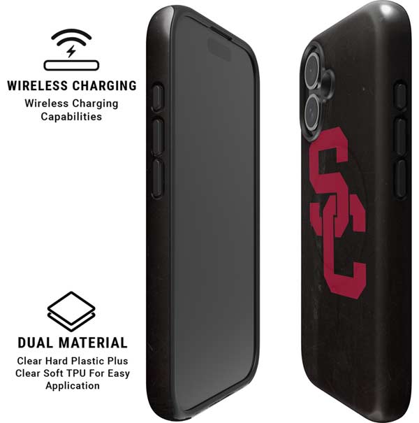 University of Southern California USC Black Distressed iPhone 16 Magsafe Impact Case
