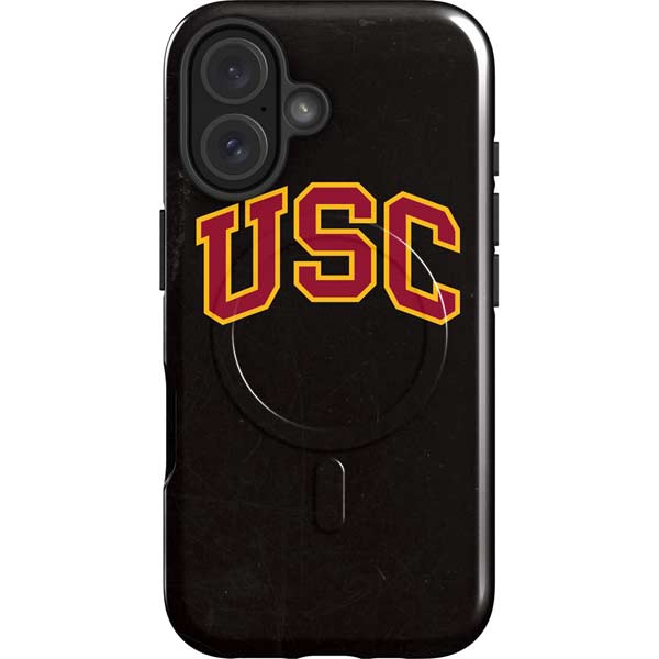 University of Southern California USC Logo Black Distressed iPhone 16 Magsafe Impact Case