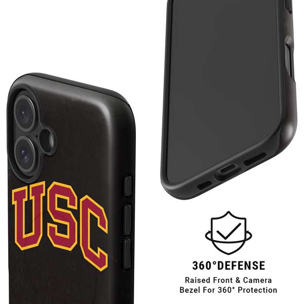 University of Southern California USC Logo Black Distressed iPhone 16 Magsafe Impact Case