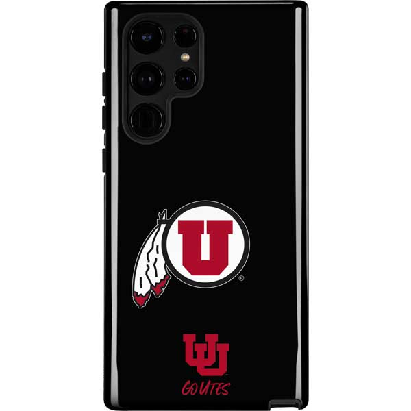 University of Utah Circle and Feather on Black Galaxy Cases