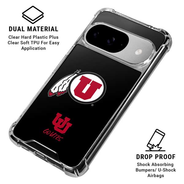 University of Utah Circle and Feather on Black Google Pixel 10 Clear Case