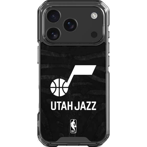 NBA Utah Jazz Black Animal Print iPhone 17 Pro Clear Case