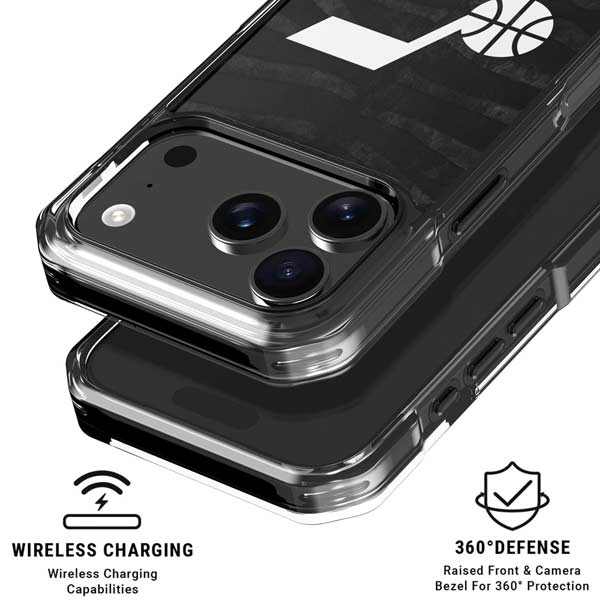 NBA Utah Jazz Black Animal Print iPhone 17 Pro Clear Case