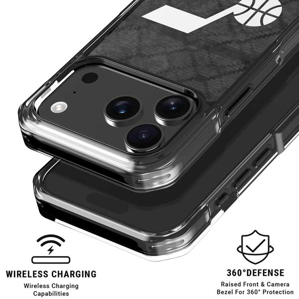 NBA Utah Jazz Black Rust iPhone 17 Pro Clear Case