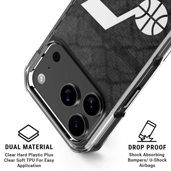 NBA Utah Jazz Black Rust iPhone 17 Pro Clear Case