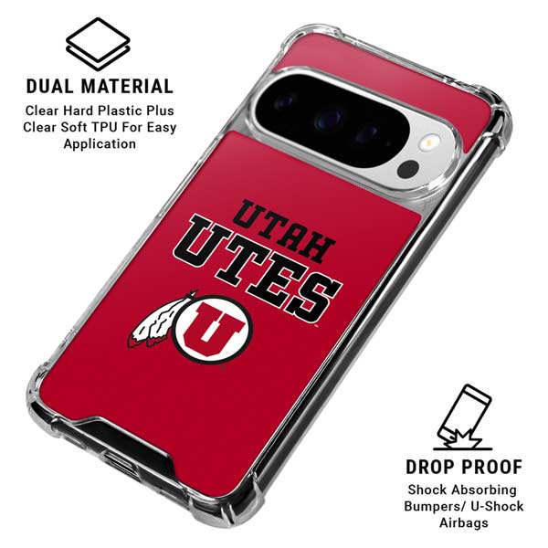 University of Utah Utes Text on Red Google Pixel 10 Pro XL Clear Case