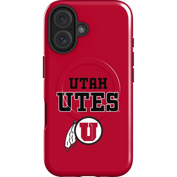 University of Utah Utes Text on Red iPhone 16 Plus Magsafe Impact Case