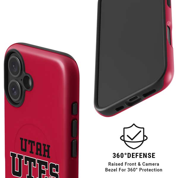 University of Utah Utes Text on Red iPhone 16 Plus Magsafe Impact Case
