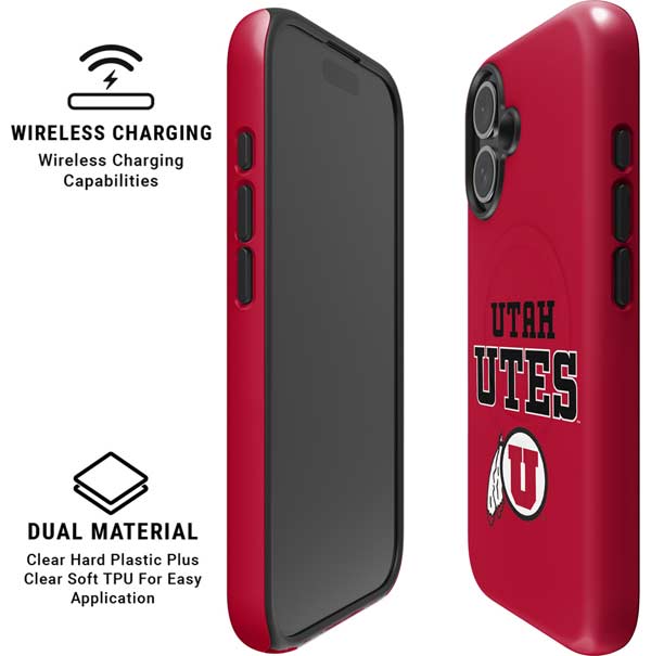University of Utah Utes Text on Red iPhone 16 Plus Magsafe Impact Case