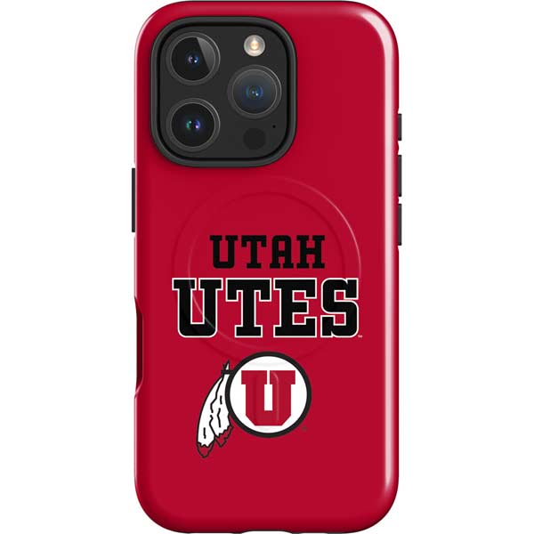 University of Utah Utes Text on Red iPhone 16 Pro Magsafe Impact Case