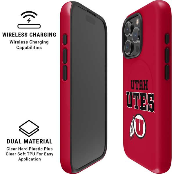 University of Utah Utes Text on Red iPhone 16 Pro Magsafe Impact Case