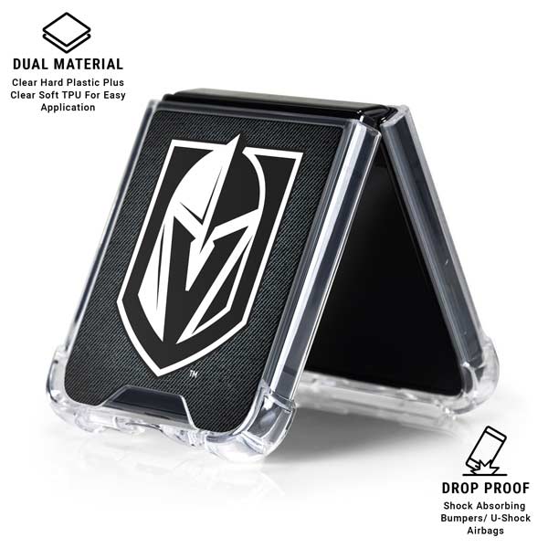 NHL Vegas Golden Knights Black Background Galaxy Z Flip7 Clear Case