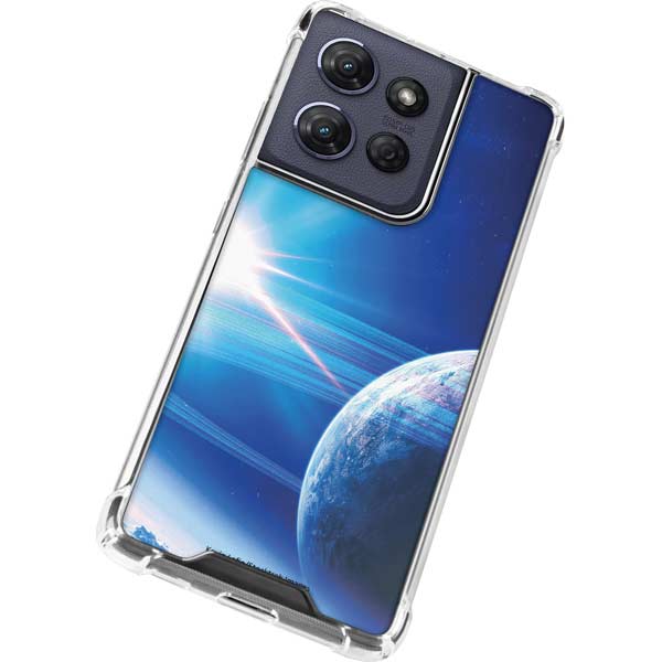 View of a Planet as it Looms in Close Orbit and with Rings Moto G 5G (2025) Clear Case
