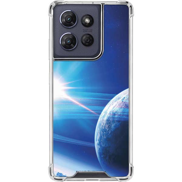 View of a Planet as it Looms in Close Orbit and with Rings Moto G Stylus 5G (2025) Clear Case