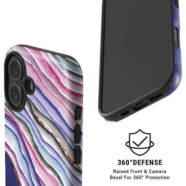 Violet Watercolor Geode iPhone 16 Magsafe Impact Case