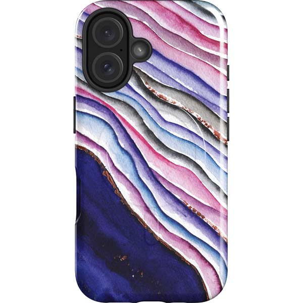 Violet Watercolor Geode iPhone 17 Magsafe Impact Case
