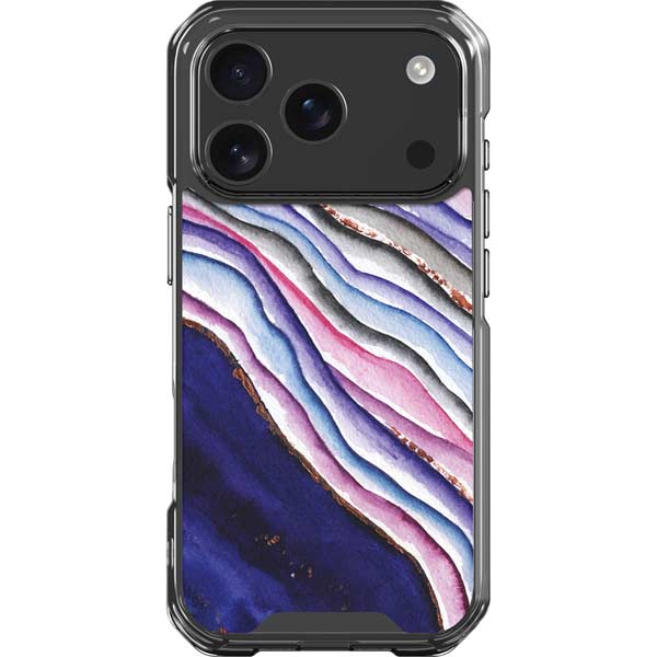 Violet Watercolor Geode iPhone 17 Pro Clear Case
