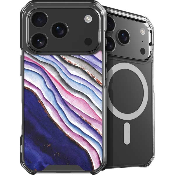 Violet Watercolor Geode iPhone 17 Pro MagSafe Case