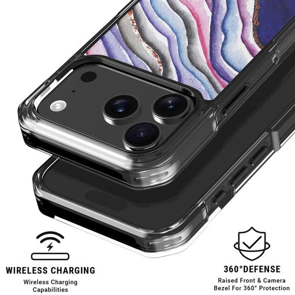Violet Watercolor Geode iPhone 17 Pro MagSafe Case