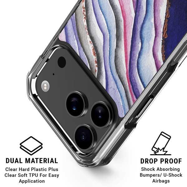 Violet Watercolor Geode iPhone 17 Pro MagSafe Case