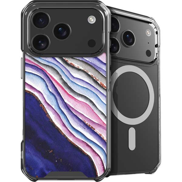Violet Watercolor Geode iPhone 17 Pro Max MagSafe Case
