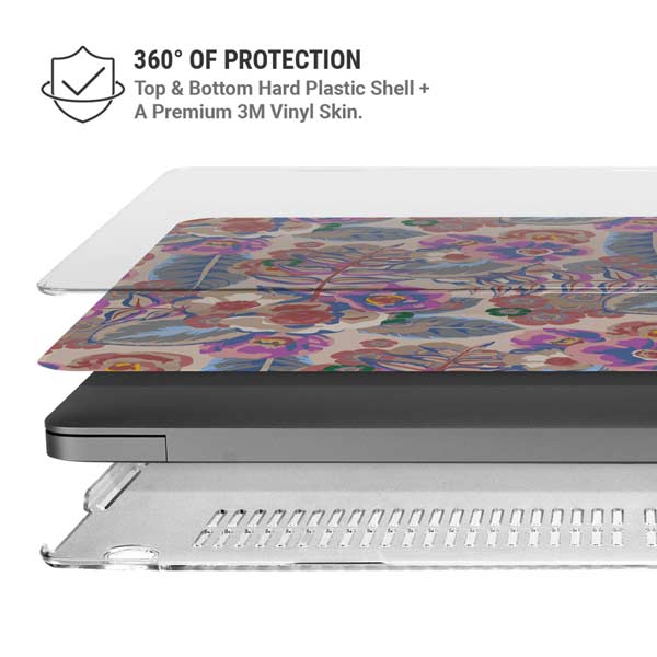 Warm Taupe Floral MacBook Pro 14in (2021-24) Case plus Skin