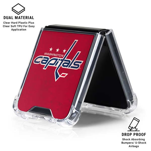 NHL Washington Capitals Distressed Galaxy Z Flip7 Clear Case