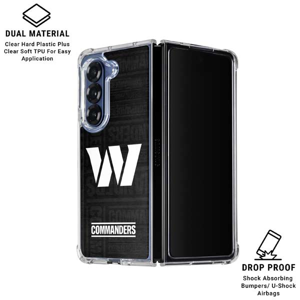 NFL Washington Commanders Black and White Galaxy Z Fold7 Clear Case