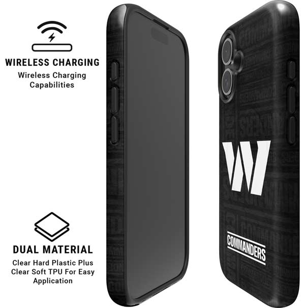 NFL Washington Commanders Black and White iPhone 16 Plus Magsafe Impact Case