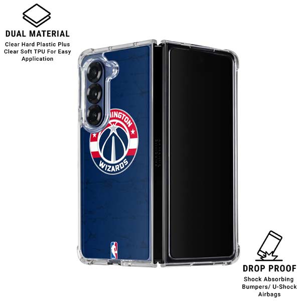 NBA Washington Wizards Blue Distressed Galaxy Z Fold7 Clear Case