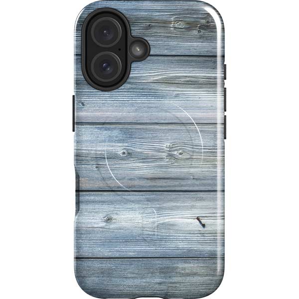 Weathered Blue Wood iPhone 16 Magsafe Impact Case