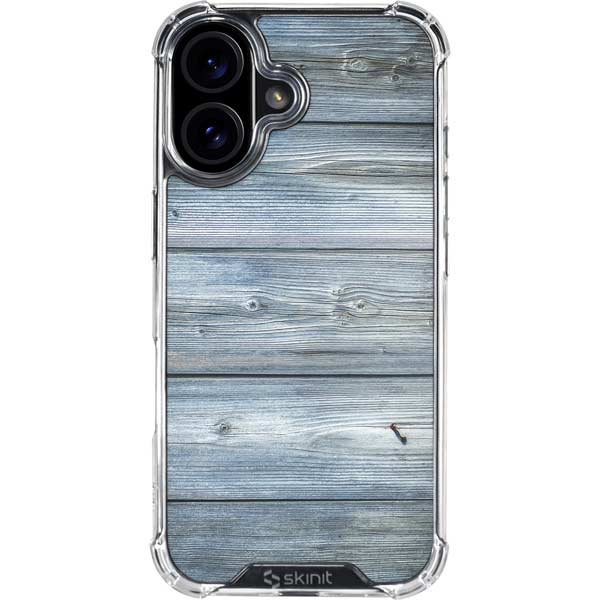Weathered Blue Wood iPhone 17 Clear Case