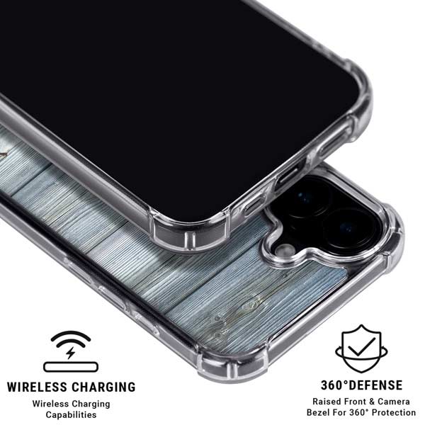 Weathered Blue Wood iPhone 17 Clear Case