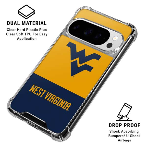 West Virginia University WV Yello split Google Pixel 10 Pro Clear Case