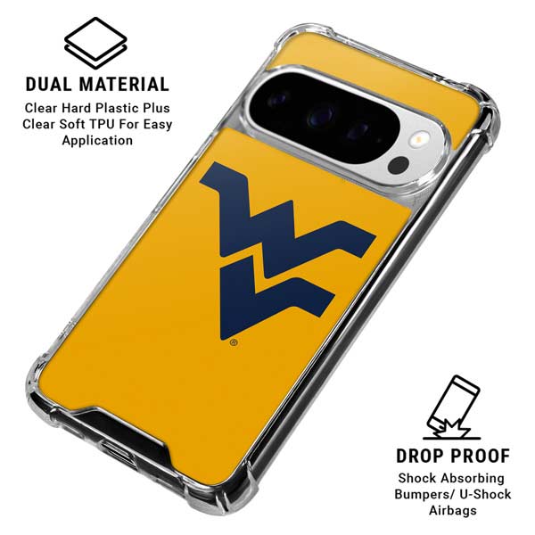 West Virginia University Yellow Background Google Pixel 10 Pro Clear Case