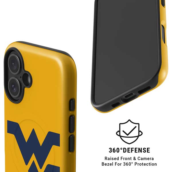 West Virginia University Yellow Background iPhone 16 Plus Magsafe Impact Case